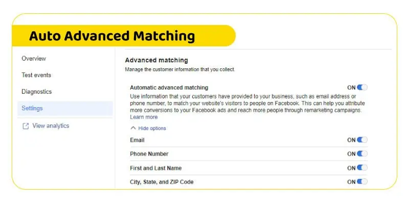 auto advanced matching in facebook power 5