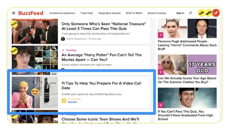 Advertorials is one of the best native ads examples
