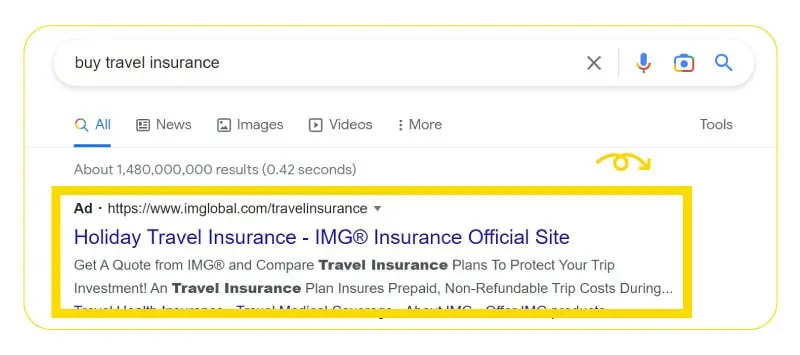 one of native ads formats: Paid search results